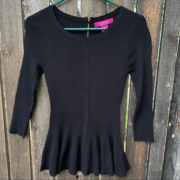 Catherine Malandrino Ribbed Knit Peplum Sweater Sz S - Picture 10 of 11